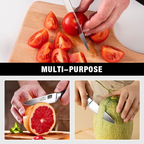 SHAN ZU Küchenmesser Gemüsemesser Schuhmesser 9,5 cm Obstmesser Professionelles Schälenmesser mit Deutschem Edelstahl Küchen Gemüsemesser Für Obst mit Ergonomischem Pakkaholzgriff