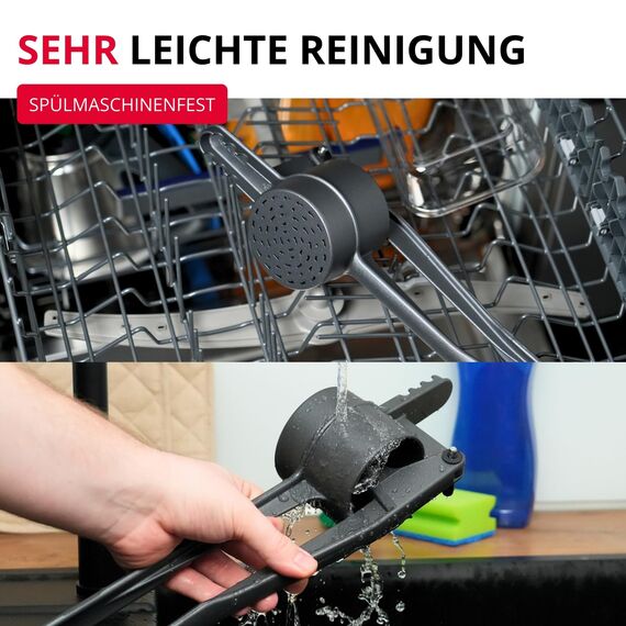 Westmark Spätzle- und Kartoffelpresse Spätzlechef, Traditionelle Lochung für Spätzle wie handgemacht, hochwertige Spezialbeschichtung, Aluminium, Länge: 41 cm, Anthrazit, 6120226Z