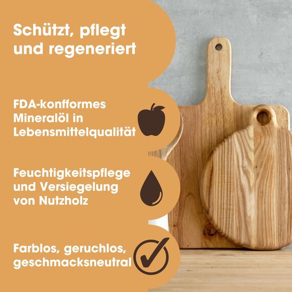 Schneidebrett-Öl - Premium-Mineralöl-Holz in Lebensmittelqualität zum Schutz und zur Restaurierung von Holzschneidebrettern, Metzgerblöcken und Arbeitsplatten - 250 ml