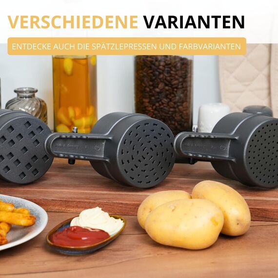 Westmark Kartoffelpresse Black Edition – Spätzlepresse, Spaghettieispresse mit Griffiger Spezialbeschichtung – Für Kartoffel, Spätzle & Pommes – Anthrazit, 41 cm