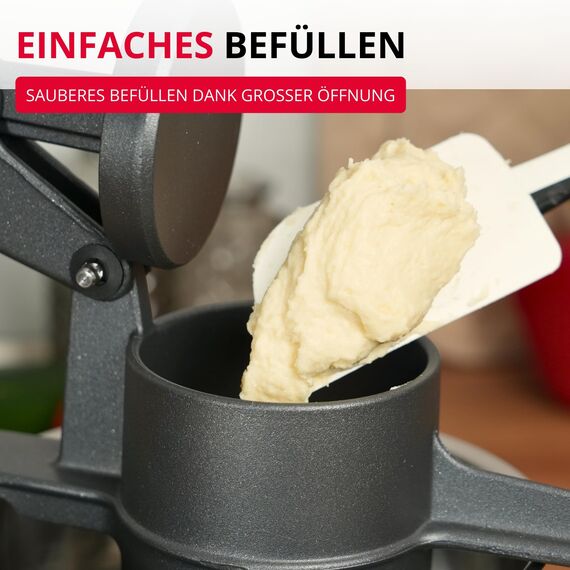 Westmark Spätzle- und Kartoffelpresse Spätzlepress "Special Dark Edition", Länge: 41 cm, mit runder Lochung, hochwertige Spezialbeschichtung, Aluminium, Anthrazit, 6110226Z