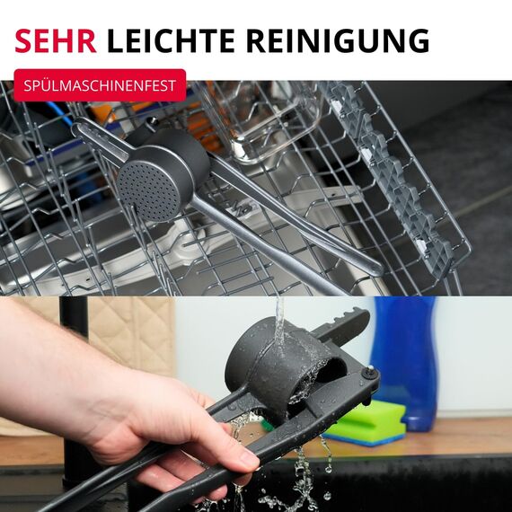 Westmark Spätzle- und Kartoffelpresse Spätzlepress "Special Dark Edition", Länge: 41 cm, mit runder Lochung, hochwertige Spezialbeschichtung, Aluminium, Anthrazit, 6110226Z