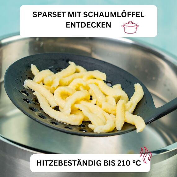 Westmark Spätzle-Set, 2tlg., 1 Spätzle-/Kartoffelpresse mit runder Lochung, Spätzlepresse + 1 Schöpflöffel, Gentle, Aluminiumdruckguss/PA, Silber/Schwarz, 611022E8