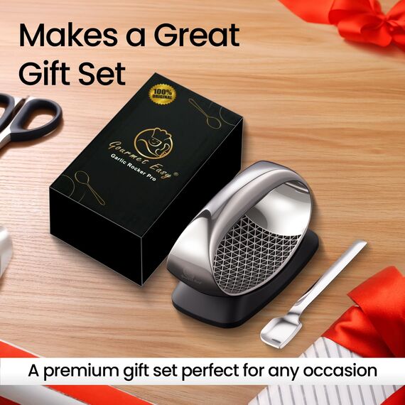 Knoblauchpresse – Knoblauch Wippe mit innovativer 3D-Schneidefunktion | Müheloses Pressen & Einfache Reinigung | Knoblauchpresse Edelstahl mit 5 Jahre Ersatzversprechen | Garlic Press