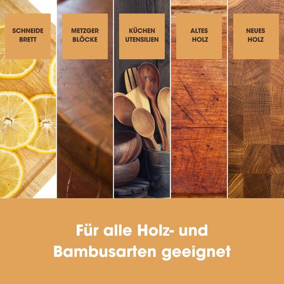 Furniture Clinic -Schneidebrett-Pflegeset, zum Reinigen, Pflegen und Schützen - Enthält: 250 ml Schneidebrettöl, 250 ml Schneidebrettconditioner und einem fusselfreie Tüch