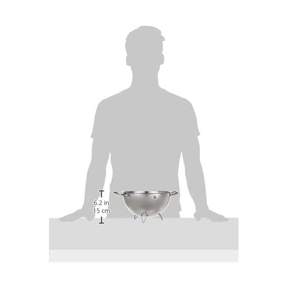 WMF Gourmet Sieb Edelstahl 24 cm, Seiher mit Standfüßen, Nudelsieb, Küchensieb, Cromargan Edelstahl, spülmaschinengeeignet