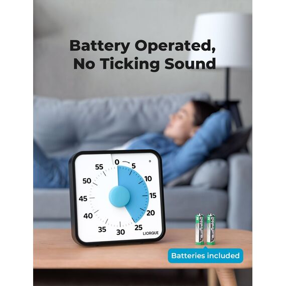 LIORQUE 19cm Visueller Timer 60 Minuten Countdown Timer mit großem Bildschirm für Kinder und Erwachsene Leiser Kurzzeitmesser für Küche Schule Büro Batterie inklusive (Dunkelblau, XL)