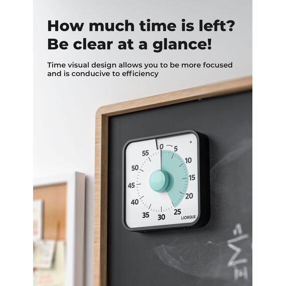 LIORQUE 19cm Visueller Timer 60 Minuten Countdown Timer mit großem Bildschirm für Kinder und Erwachsene Leiser Kurzzeitmesser für Küche Schule Büro Batterie inklusive (Cyan)