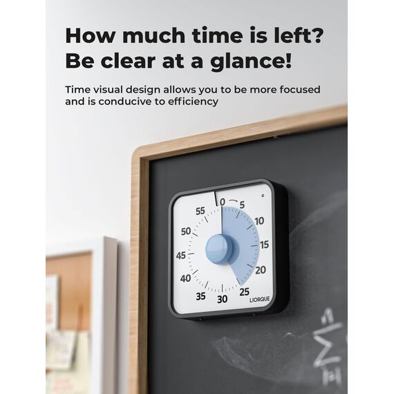 LIORQUE 19cm Visueller Timer 60 Minuten Countdown Timer mit großem Bildschirm für Kinder und Erwachsene Leiser Kurzzeitmesser für Küche Schule Büro Batterie inklusive