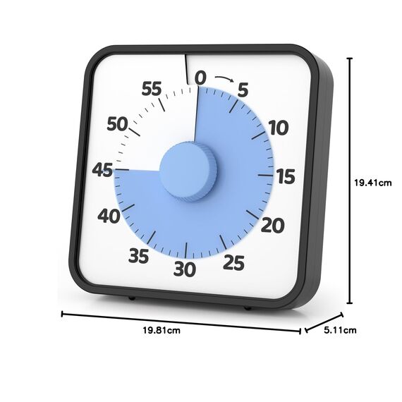 LIORQUE 19cm Visueller Timer 60 Minuten Countdown Timer mit großem Bildschirm für Kinder und Erwachsene Leiser Kurzzeitmesser für Küche Schule Büro Batterie inklusive
