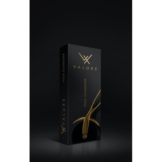 VALUXE® Pizzaschneider aus Edelstahl [Golden Original] - Pizzaroller scharf & spülmaschinenfest - Professioneller Pizza-Cutter Roller mit rutschfestem Griff, Pizzamesser Rad