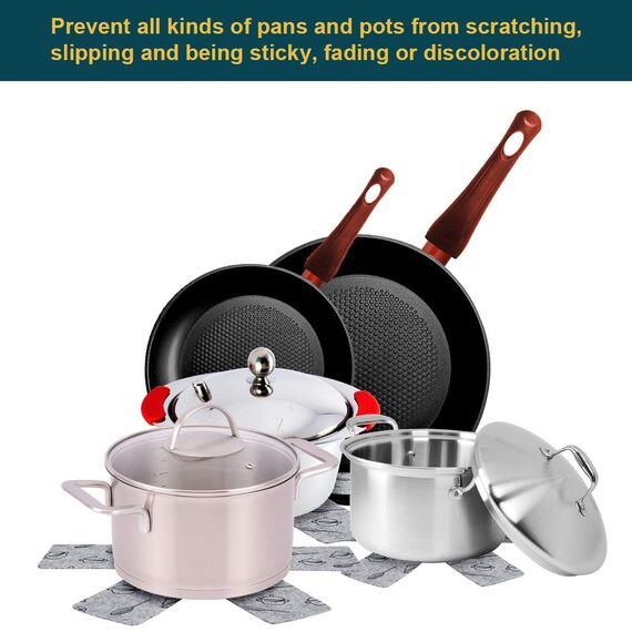 flintronic Pfannenschutz, 8PCS Pfannenschoner Topfschutz, Hitzebeständigerung, Stapelschutz, Topfschoner Anpassbare Größe, Anti-Rutsch Stapelschutz für Pfannen, Töpfe und Schüsseln, Küchenutensilien