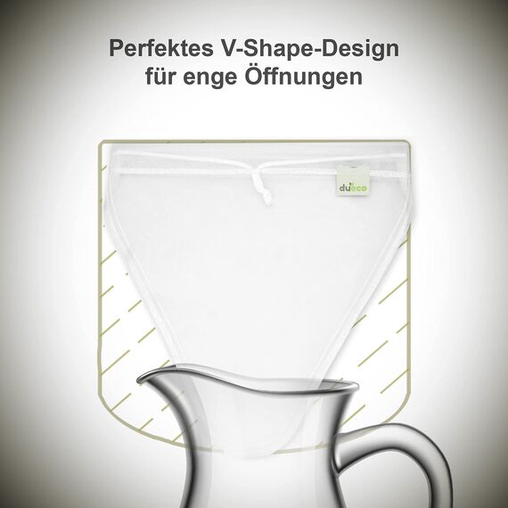 DuEco Nussmilchbeutel mit 2 Stück für Bio Nussmilch & Pflanzenmilch - Mehrzweck Passiertuch für hausgemachten Käse, Obstsaft und Gemüsesaft (2er Set | V-förmige Beutel (28 x 30cm))