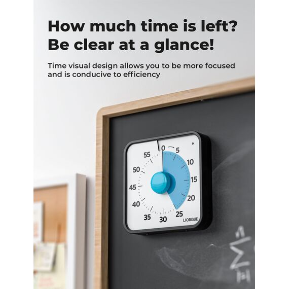LIORQUE 19cm Visueller Timer 60 Minuten Countdown Timer mit großem Bildschirm für Kinder und Erwachsene Leiser Kurzzeitmesser für Küche Schule Büro Batterie inklusive (Dunkelblau, XL)