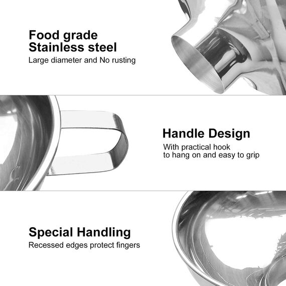 Walfos Gourmet Marmeladentrichter, Trichter große Öffnung 4.4 cm und 3,8 cm（2-teiliges Set）- Einfülltrichter Edelstahl,Einfüllhilfe für Gläser