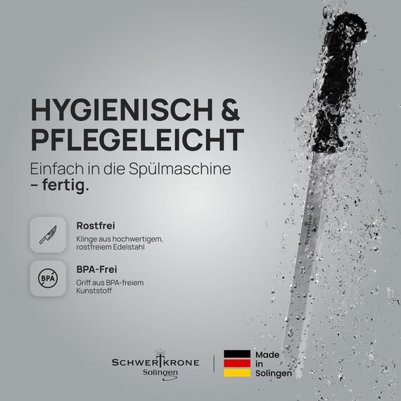 Schwertkrone® Brotmesser Wellenschliff [MADE IN SOLINGEN - GERMANY] - Bread Knife - Großes Brotmesser mit Griff - Brötchen- & Brotschneidemesser - Sägemesser aus Rostfreiem Edelstahl (Klinge: 17cm)