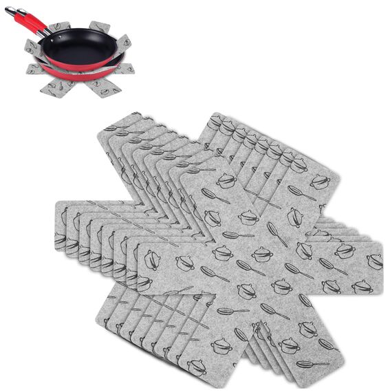 flintronic Pfannenschutz, 8PCS Pfannenschoner Topfschutz, Hitzebeständigerung, Stapelschutz, Topfschoner Anpassbare Größe, Anti-Rutsch Stapelschutz für Pfannen, Töpfe und Schüsseln, Küchenutensilien