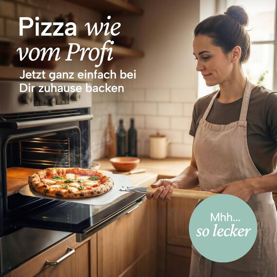 Blumtal Pizzaschieber 30,5x30,5 cm Fläche + abnehmbarer Holzgriff 24,5 cm - Pizzaschaufel ultra robust - Pizza Wender/Brotschieber - Zubehör Pizza Schaufel mit Aufhängehook - Pizzaschieber Holz