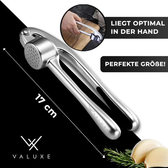 VALUXE® Knoblauchpresse spülmaschinenfest mit kraftvoller Hebelwirkung - Praktische Knoblauch-Presse - Profi Garlic Press Crusher, Handpresse hochwertig & robust