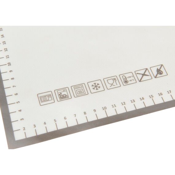 RÖSLE Back- und Arbeitsmatte Silikon, Hochwertige Teigmatte als Unterlage mit Maßen, rutschfest, hitzebeständig und wiederverwendbar, Silikon, spülmaschinengeeignet, Weiß