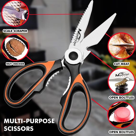 Magnificent Küchen-scheren, Schwerlast-küchenscheren mit Sicherheitsabdeckung und extra Geschenk, Soft-Griff und multifunktionale Scheren, Fleisch- und Geflügelschneiden, Kräuterschneiden