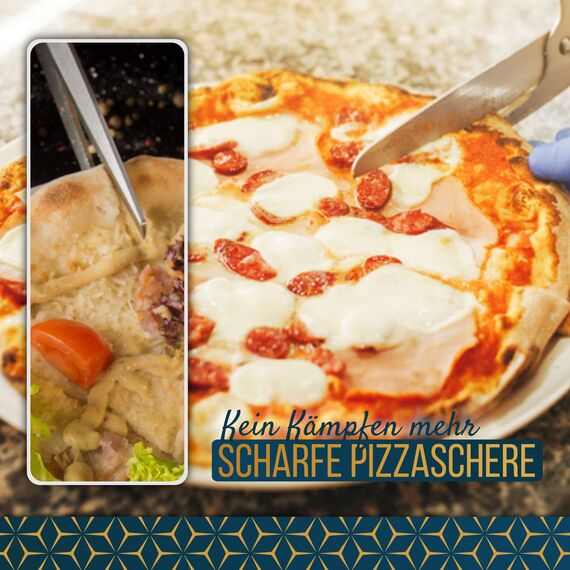 Raafi lebensmittelechte, scharfe Pizzaschere, schneidet Pizza, ohne die Beläge zu verschieben. Pizzaschneider Spülmaschinenfest, weicher Griff und multifunktionale Küchenschere, 27 cm lang