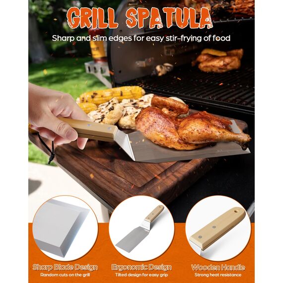 Warmodern Burgerpresse Set 3-TLG aus Edelstahl inkl.5,5 Zoll Round Smash Burger Press, Burgerglocke, Wender, Professionelles Edelstahl Burgerpresse Grillzubehör für Leckere Hamburger, Pattie