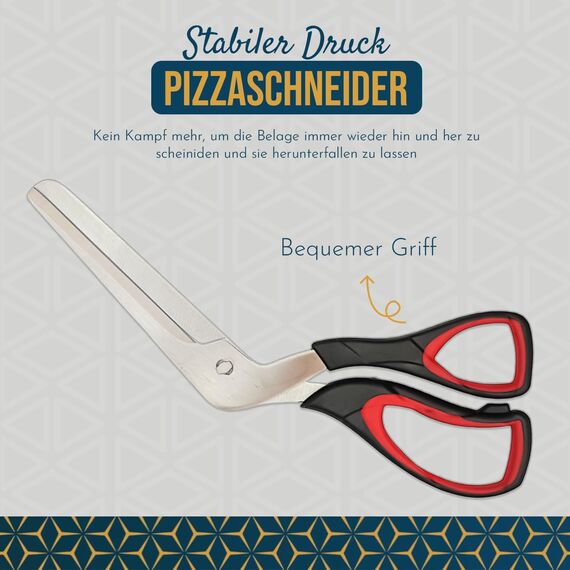 Raafi lebensmittelechte, scharfe Pizzaschere, schneidet Pizza, ohne die Beläge zu verschieben. Pizzaschneider Spülmaschinenfest, weicher Griff und multifunktionale Küchenschere, 27 cm lang