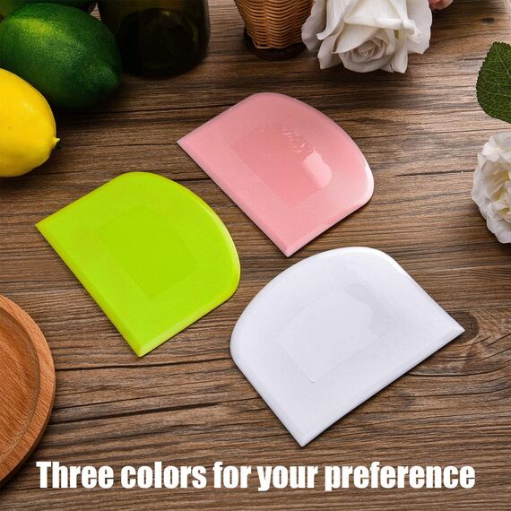 Teigschaber Teigschaberkarte Silikon,Dough Scraper card Spatelset für Kuchen, Pizza, Brotschneiden, Küchenbedarf für Brot Backen Kuchen Enthusiasten Anfänger Profi Bäcker 3 Stück(Weiß+Grün+Rosa)