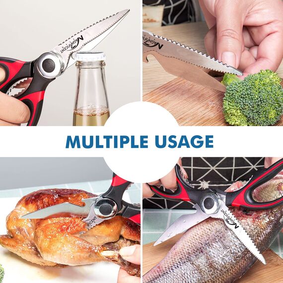 MAGNIFICENT 7 STAR Küchenschere aus Edelstahl mit Sicherheitsabdeckung & ergonomischem Soft-Griff, Multifunktions- und Geflügelschere zum Schneiden von Fleisch, Kräutern & Gemüse