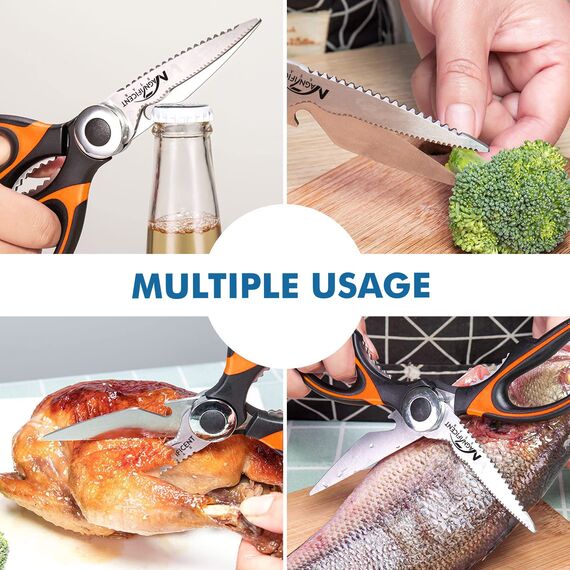 Magnificent Küchen-scheren, Schwerlast-küchenscheren mit Sicherheitsabdeckung und extra Geschenk, Soft-Griff und multifunktionale Scheren, Fleisch- und Geflügelschneiden, Kräuterschneiden