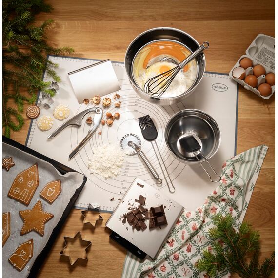 RÖSLE Spachtel, Hochwertiger Teigspachtel als Back- und Kochhelfer, Edelstahl 18/10 matt, Spülmaschinengeeignet, 15 x 11,5 x 2,5 cm