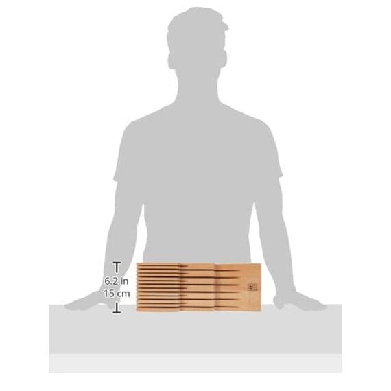 ZWILLING Schubladen-Einsatz für Küchenmesser aus Holz, Aufbewahrung für 12 Messer, 41 x 15,5 x 4,8 cm, Braun
