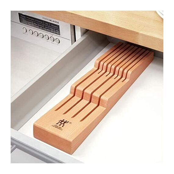 ZWILLING Schubladen-Einsatz für Küchenmesser, Messerhalter aus Holz, Aufbewahrung für 8 Messer, Braun