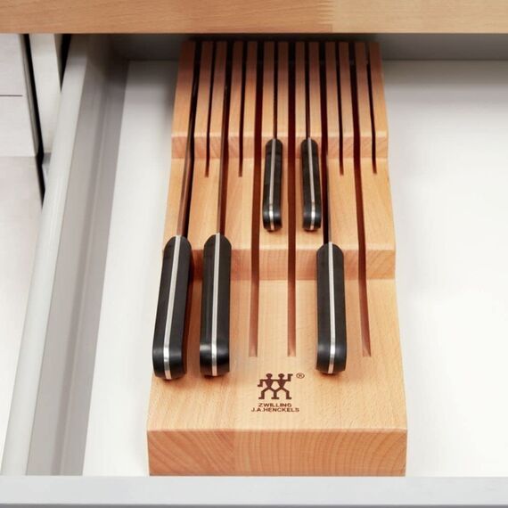 ZWILLING Schubladen-Einsatz für Küchenmesser aus Holz, Aufbewahrung für 12 Messer, 41 x 15,5 x 4,8 cm, Braun