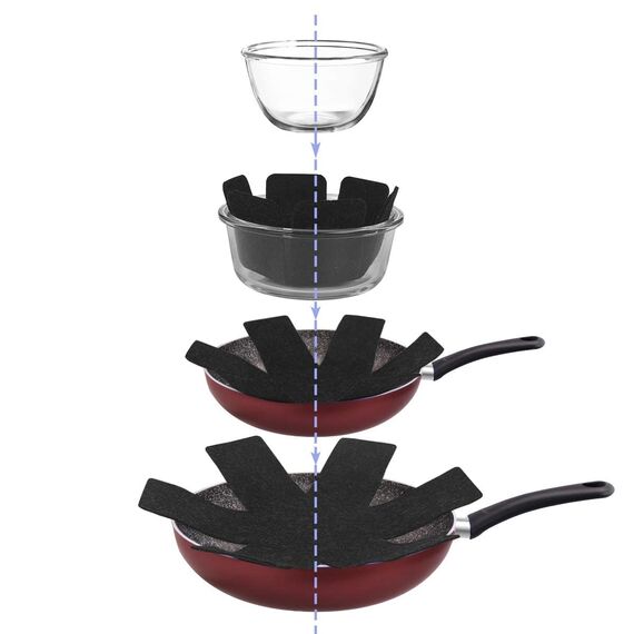 flintronic Pfannenschutz, 8PCS Pfannenschoner Topfschutz, Hitzebeständigerung, Stapelschutz, Topfschoner Anpassbare Größe, Anti-Rutsch Stapelschutz für Pfannen, Töpfe und Schüsseln, Küchenutensilien