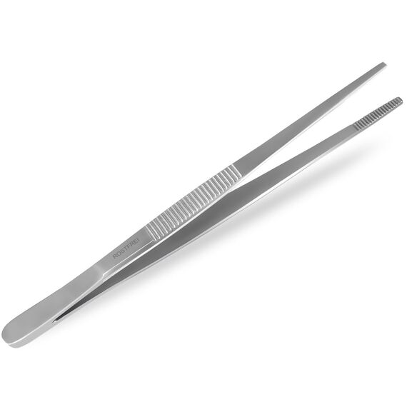 Küchenpinzette, Grillpinzette, Kochpinzette, Pinzette Edelstahl Gerade (18,0 cm) Silber