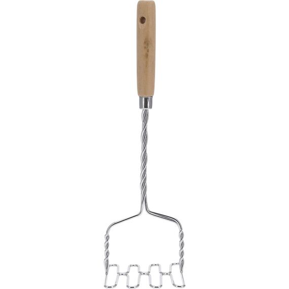 Westmark Kartoffelstampfer, Länge: 34 cm, Rostfreier Edelstahl/Holz, Silber/Hellbraun, 61272270