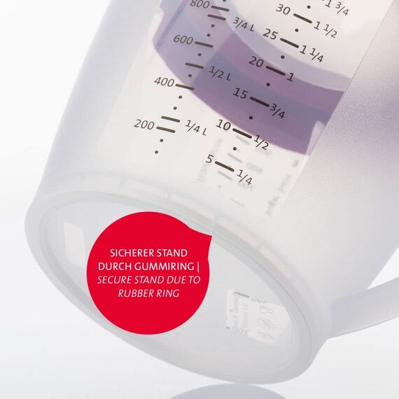 Westmark 2 Rührbecher/Messkannen mit Spritzschutz, Deckel und Ausgießer, Kunststoff, Füllvolumen: 1,4 Liter, Helena, Transparent/Rot, 310522ER