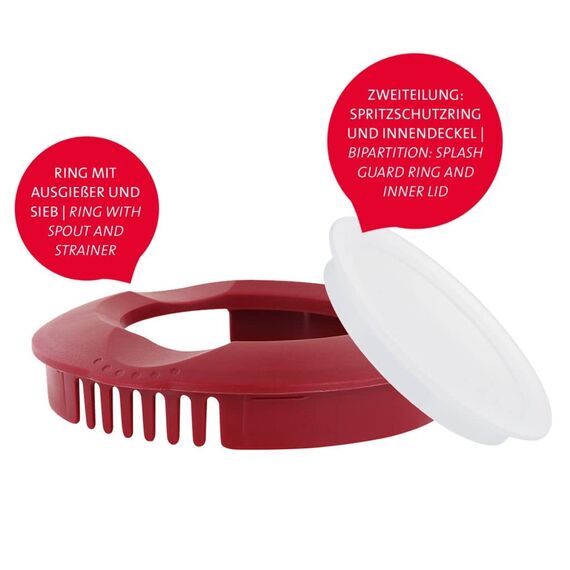 Westmark 2 Rührbecher/Messkannen mit Spritzschutz, Deckel und Ausgießer, Kunststoff, Füllvolumen: 1,4 Liter, Helena, Transparent/Rot, 310522ER