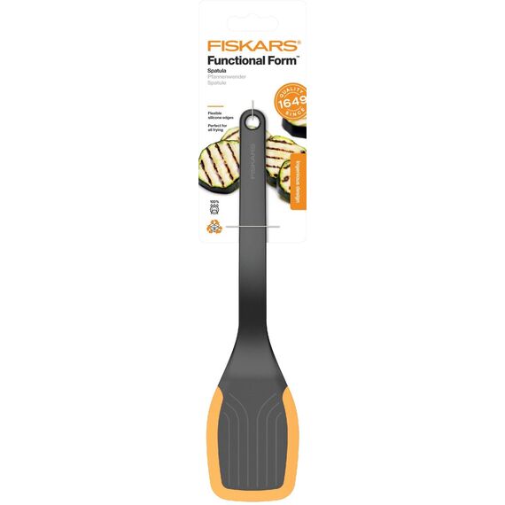 Fiskars Pfannenwender, Länge: 29 cm, Kunststoff/Silikon, Functional Form, Schwarz/Orange, 1027300