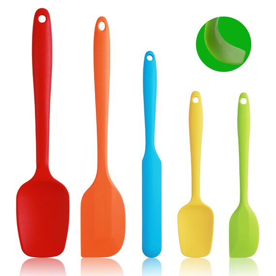 Pfannenwender aus Silikon, 5 Stück, für die Küche, zum Backen, hitzebeständig, für Maryse, Gebäck, Lebensmittel, zum Kochen und Mischen, BPA-frei (mehrfarbig)