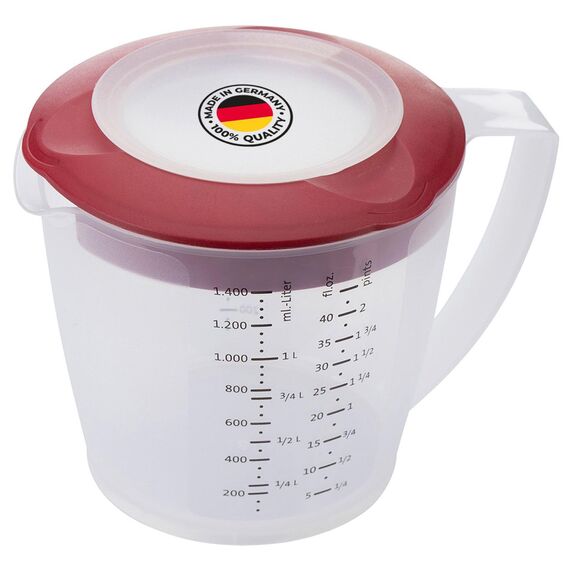 Westmark Back-Set 2tlg., Rührbecher mit Deckel, »Helena«, 1,4 l und Teigschaber »Duo«, Kunststoff/Silikon, Helena, Duo, Transparent/Rot/Schwarz, 310522E6
