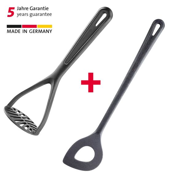 Westmark Kartoffelstampfer + Spitzloch-Löffel, Kunststoff, Gentle, Schwarz, 286322E6