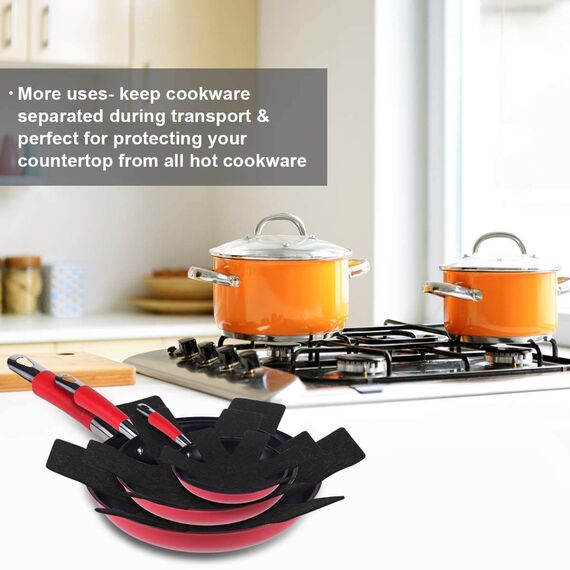 flintronic Pfannenschutz, 8PCS Pfannenschoner Topfschutz, Hitzebeständigerung, Stapelschutz, Topfschoner Anpassbare Größe, Anti-Rutsch Stapelschutz für Pfannen, Töpfe und Schüsseln, Küchenutensilien