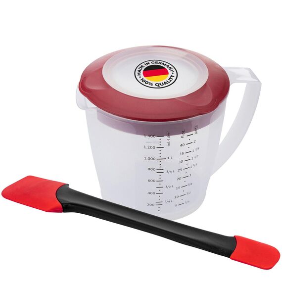 Westmark Back-Set 2tlg., Rührbecher mit Deckel, »Helena«, 1,4 l und Teigschaber »Duo«, Kunststoff/Silikon, Helena, Duo, Transparent/Rot/Schwarz, 310522E6