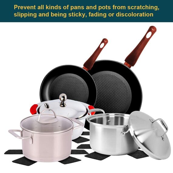 flintronic Pfannenschutz, 8PCS Pfannenschoner Topfschutz, Hitzebeständigerung, Stapelschutz, Topfschoner Anpassbare Größe, Anti-Rutsch Stapelschutz für Pfannen, Töpfe und Schüsseln, Küchenutensilien