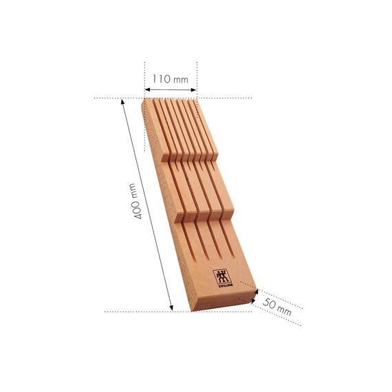 ZWILLING Schubladen-Einsatz für Küchenmesser, Messerhalter aus Holz, Aufbewahrung für 8 Messer, Braun