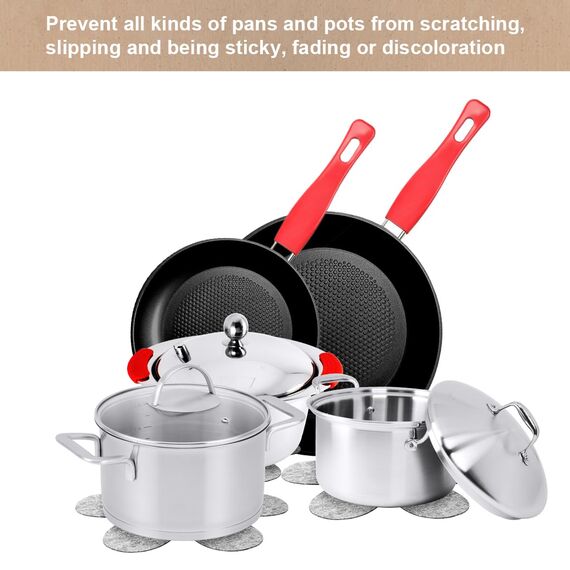 Flintronic Pfannenschoner, 6er Pfannenschutz Topfschutz, 35.5cm Extra Dicke Topfuntersetzer, Topfschoner Anpassbare Größe, Anti-Rutsch Stapelschutz für Pfannen, Töpfe, Schüsseln, Küchenutensilien