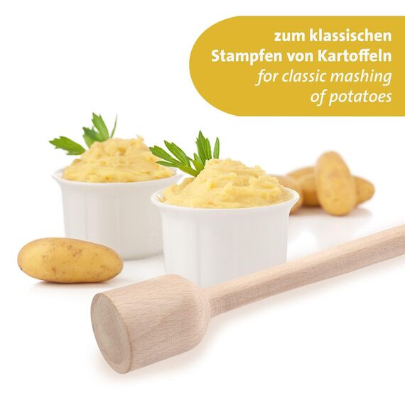 Westmark Kartoffel- und Kraut-Stampfer – robuster Handstampfer, ideal für Kartoffeln, Sauerkraut und zum Fermentieren von Gärgut, mühelose Anwendung – Buchenholz